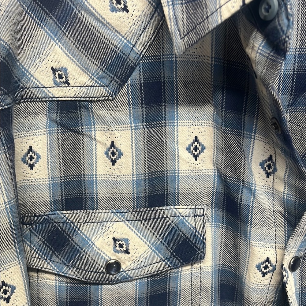 NWT Men’s Cody James (Bootbarn) Blue Plaid Snap Long Sleeve Shirt 4X - Picture 6 of 7